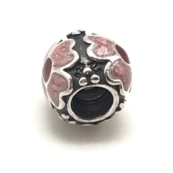 Pandora Pink Enamel Daisy Flower 3 Sided Retired Bead Charm - Picture 4 of 5